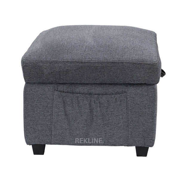 Large Grey Tweed Fabric Footstool | Storage Ottoman for Sofa | 49cm H x 58cm W x 66cm L - Square  | Ravenna by REKLINE