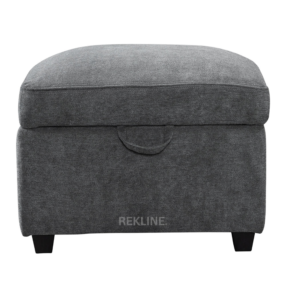 Large Grey Fabric Footstool | Storage Ottoman for Sofa | 49cm H x 58cm W x 66cm L - Square  | Ravenna by REKLINE