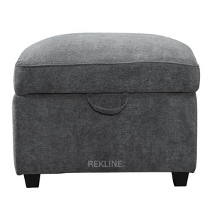 Large Grey Fabric Footstool | Storage Ottoman for Sofa | 49cm H x 58cm W x 66cm L - Square  | Ravenna by REKLINE