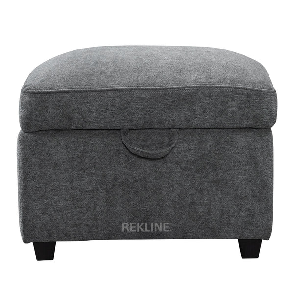 Large Grey Fabric Footstool | Storage Ottoman for Sofa | 49cm H x 58cm W x 66cm L - Square  | Ravenna by REKLINE
