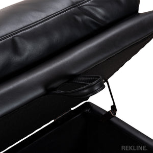 Large Black Leather Footstool | Padded Storage Ottoman for Sofa | 55cm H x 52cm W x 73cm L - Square  | Bari by REKLINE