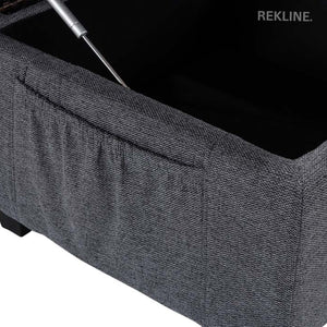 Large Grey Tweed Fabric Footstool | Storage Ottoman for Sofa | 49cm H x 58cm W x 66cm L - Square  | Ravenna by REKLINE