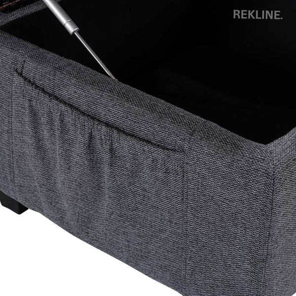 Large Grey Tweed Fabric Footstool | Storage Ottoman for Sofa | 49cm H x 58cm W x 66cm L - Square  | Ravenna by REKLINE