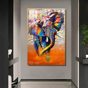 Large Elephant Canvas Wall Art | Illuminated, Premium Alloy Frame | 100 × 150 cm | By REKLINE