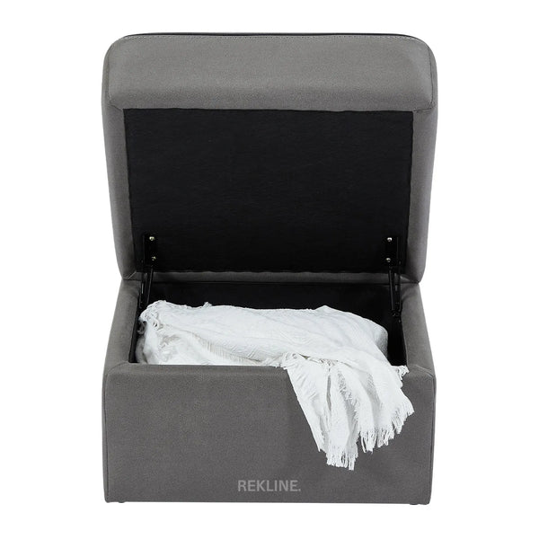 Large Grey Fabric Footstool | Storage Ottoman for Sofa | 49cm H x 66cm W x 56cm L - Square  | Tuscany by REKLINE