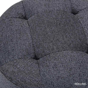 Large Round Tweed Grey Fabric Pouffe Footstool for Sofa | 41cm H x 38cm W | Vaneto Stool by REKLINE