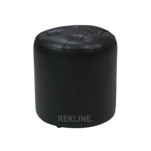 Small Round Black Leather Pouffe Footstool for Sofa | 38cm H x 35cm W | Vaneto Stool by REKLINE
