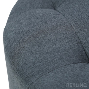 Small Round Grey Fabric Pouffe Footstool for Sofa | 38cm H x 35cm W | Vaneto Stool by REKLINE