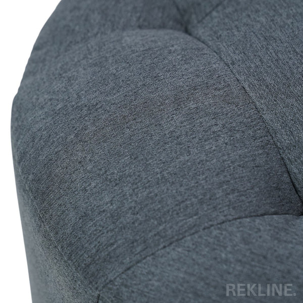 Small Round Grey Fabric Pouffe Footstool for Sofa | 38cm H x 35cm W | Vaneto Stool by REKLINE