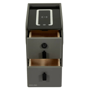 Narrow 2 Drawer Bedside Table With Lights LED & Fingerprint Lock | Table Glass Top with Built-in Wireless Charger & BT Speakers | Modern Nightstand + USBc | Phoenix