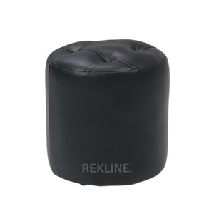 Large Round Black Leather Pouffe Footstool for Sofa | 41cm H x 38cm W | Vaneto Stool by REKLINE