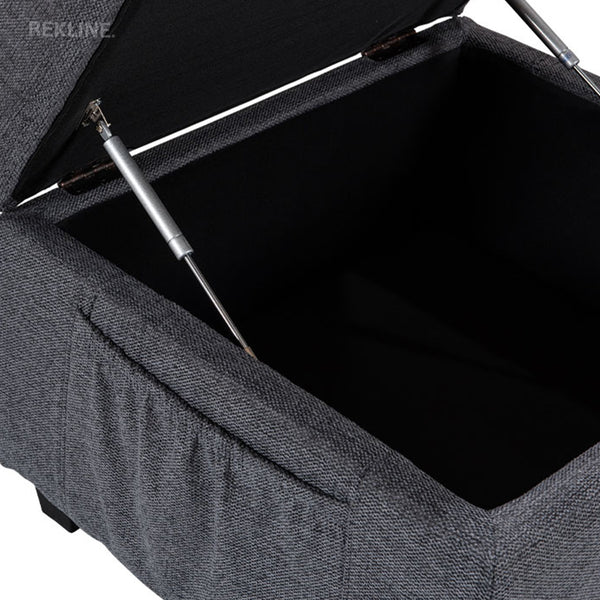 Large Grey Tweed Fabric Footstool | Storage Ottoman for Sofa | 49cm H x 58cm W x 66cm L - Square  | Ravenna by REKLINE