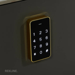 Small Grey 2 Drawer Bedside Table With Lights LED | PIN Locked Drawer | Square Table Glass Top & Built-in Wireless Charger | Bluetooth Modern Nightstand + USBc + Speakers  | Chicago