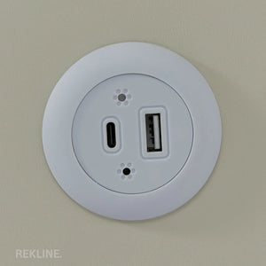 Small Off-White 3 Drawer Faux Leather Bedside Table With Lights LED & Fingerprint Lock | Square Table Glass Top & Built-in Wireless Charger | Bluetooth Modern Nightstand + USBc + Speakers  | California