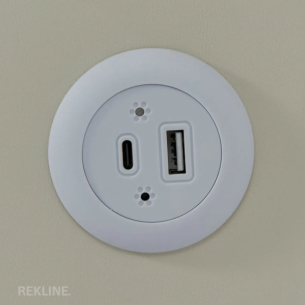 Small Off-White 3 Drawer Faux Leather Bedside Table With Lights LED & Fingerprint Lock | Square Table Glass Top & Built-in Wireless Charger | Bluetooth Modern Nightstand + USBc + Speakers  | California