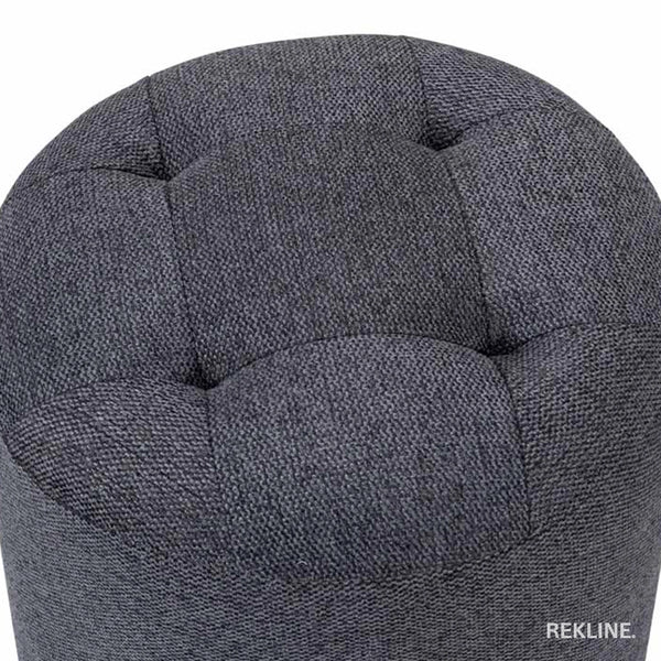 Large Round Tweed Grey Fabric Pouffe Footstool for Sofa | 41cm H x 38cm W | Vaneto Stool by REKLINE