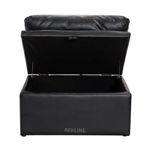 Large Black Leather Footstool | Padded Storage Ottoman for Sofa | 55cm H x 52cm W x 73cm L - Square  | Bari by REKLINE