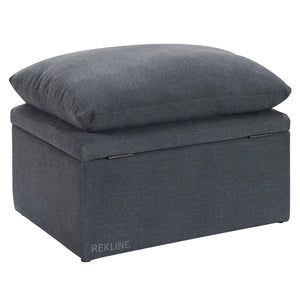 Large Grey Fabric Footstool | Padded Storage Ottoman for Sofa | 55cm H x 52cm W x 73cm L - Square  | Bari by REKLINE