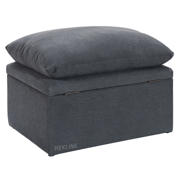 Large Grey Fabric Footstool | Padded Storage Ottoman for Sofa | 55cm H x 52cm W x 73cm L - Square  | Bari by REKLINE