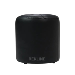Small Round Black Leather Pouffe Footstool for Sofa | 38cm H x 35cm W | Vaneto Stool by REKLINE