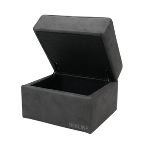 Large Grey Fabric Footstool | Storage Ottoman for Sofa | 49cm H x 66cm W x 56cm L - Square  | Florence by REKLINE