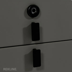 Small Grey 3 Drawer Faux Leather Bedside Table With Lights LED & Fingerprint Lock | Round Table Glass Top & Built-in Wireless Charger | Bluetooth Modern Nightstand + USBc & Speakers  | Florida