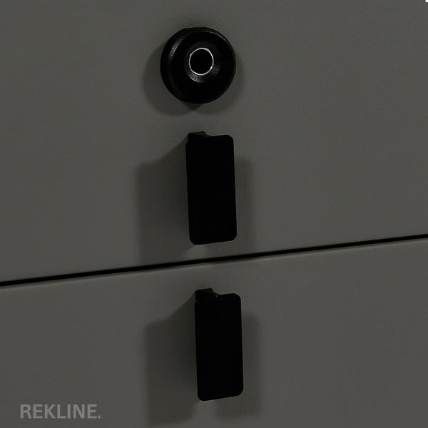 Small Grey 3 Drawer Faux Leather Bedside Table With Lights LED & Fingerprint Lock | Round Table Glass Top & Built-in Wireless Charger | Bluetooth Modern Nightstand + USBc & Speakers  | Florida