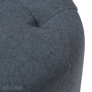 Small Round Grey Fabric Pouffe Footstool for Sofa | 38cm H x 35cm W | Vaneto Stool by REKLINE