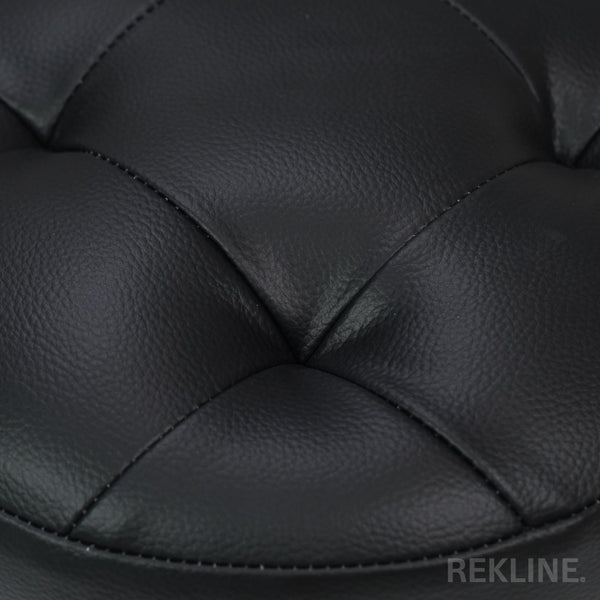 Large Round Black Leather Pouffe Footstool for Sofa | 41cm H x 38cm W | Vaneto Stool by REKLINE