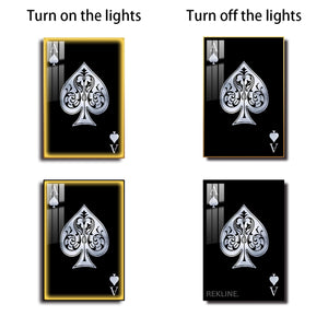 Ace of Spades Wall Art | LED-Illuminated Playing Card 100×150cm Canvas with Glow Frame in Black Or Gold | By REKLINE