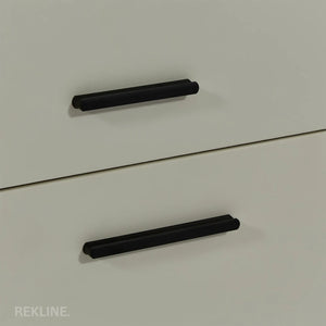 Small Off-White 2 Drawer Bedside Table With Lights LED & Hidden Safety Box | Square Table Glass Top & Built-in Wireless Charger | Bluetooth Modern Nightstand + USBc + Speakers  | California