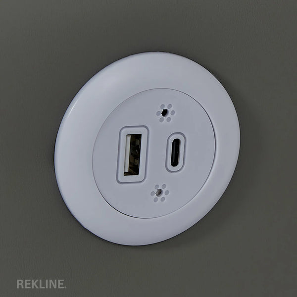 Small Grey 3 Drawer Fuax Leather Bedside Table With Lights LED | Round Table Glass Top & Built-in Wireless Charger | Bluetooth Modern Nightstand + USBc & Speakers  | Nashville