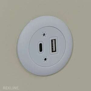 Small Off-White 2 Drawer Bedside Table With Lights LED & Fingerprint Lock | Table Glass Top with Built-in Wireless Charger & BT Speakers | Modern Nightstand + USBc | Miami