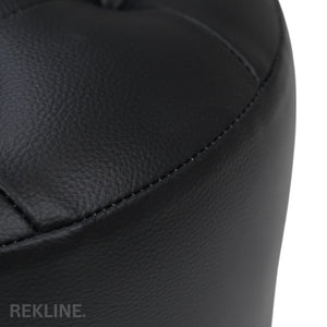 Large Round Black Leather Pouffe Footstool for Sofa | 41cm H x 38cm W | Vaneto Stool by REKLINE