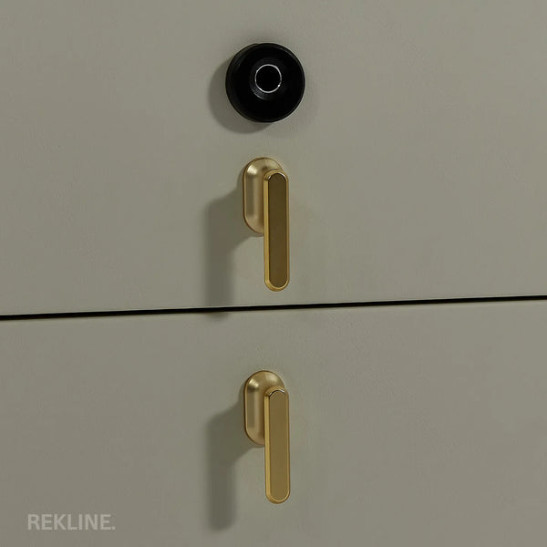 Small Off-White 3 Drawer Faux Leather Bedside Table With Lights LED & Fingerprint Lock | Square Table Glass Top & Built-in Wireless Charger | Bluetooth Modern Nightstand + USBc + Speakers  | California