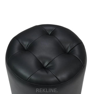 Small Round Black Leather Pouffe Footstool for Sofa | 38cm H x 35cm W | Vaneto Stool by REKLINE