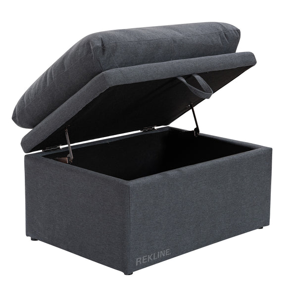 Large Grey Fabric Footstool | Padded Storage Ottoman for Sofa | 55cm H x 52cm W x 73cm L - Square  | Bari by REKLINE