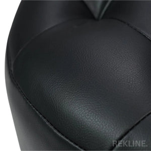Small Round Black Leather Pouffe Footstool for Sofa | 38cm H x 35cm W | Vaneto Stool by REKLINE