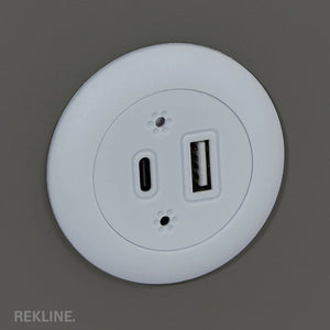 Small Grey 3 Drawer Faux Leather Bedside Table With Lights LED & Fingerprint Lock | Round Table Glass Top & Built-in Wireless Charger | Bluetooth Modern Nightstand + USBc & Speakers  | Florida