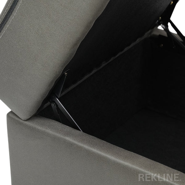 Large Grey Fabric Footstool | Storage Ottoman for Sofa | 49cm H x 66cm W x 56cm L - Square  | Tuscany by REKLINE