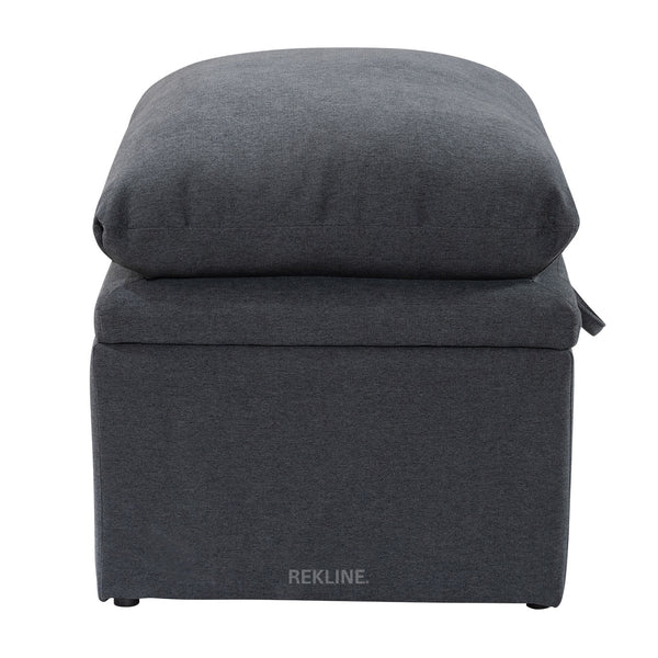 Large Grey Fabric Footstool | Padded Storage Ottoman for Sofa | 55cm H x 52cm W x 73cm L - Square  | Bari by REKLINE