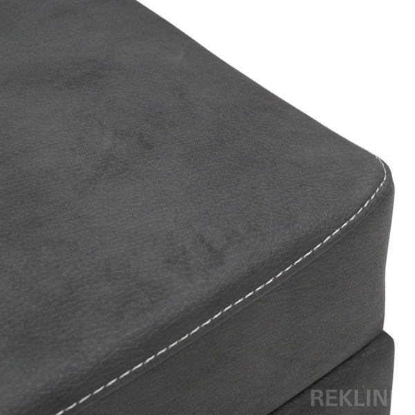 Large Grey Fabric Footstool | Storage Ottoman for Sofa | 49cm H x 66cm W x 56cm L - Square  | Florence by REKLINE