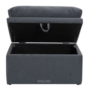 Large Grey Fabric Footstool | Padded Storage Ottoman for Sofa | 55cm H x 52cm W x 73cm L - Square  | Bari by REKLINE