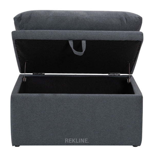 Large Grey Fabric Footstool | Padded Storage Ottoman for Sofa | 55cm H x 52cm W x 73cm L - Square  | Bari by REKLINE