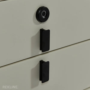 Small Off-White 2 Drawer Bedside Table With Lights LED & Fingerprint Lock | Table Glass Top with Built-in Wireless Charger & BT Speakers | Modern Nightstand + USBc | Miami