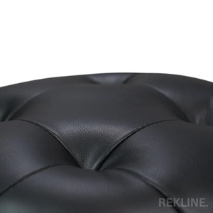 Small Round Black Leather Pouffe Footstool for Sofa | 38cm H x 35cm W | Vaneto Stool by REKLINE