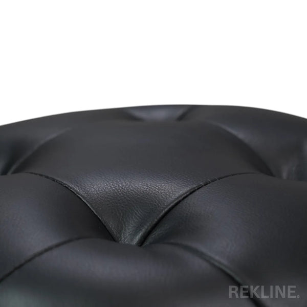 Small Round Black Leather Pouffe Footstool for Sofa | 38cm H x 35cm W | Vaneto Stool by REKLINE
