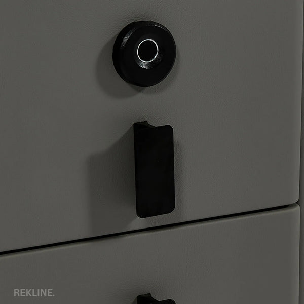 Narrow 2 Drawer Bedside Table With Lights LED & Fingerprint Lock | Table Glass Top with Built-in Wireless Charger & BT Speakers | Modern Nightstand + USBc | Phoenix