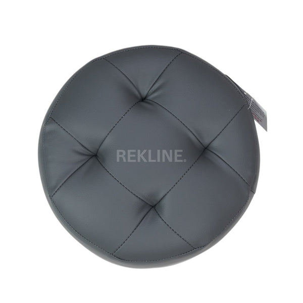Small Round Grey Leather Pouffe Footstool for Sofa | 38cm H x 35cm W | Vaneto Stool by REKLINE