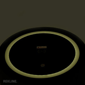 Small Grey 3 Drawer Fuax Leather Bedside Table With Lights LED | Round Table Glass Top & Built-in Wireless Charger | Bluetooth Modern Nightstand + USBc & Speakers  | Nashville